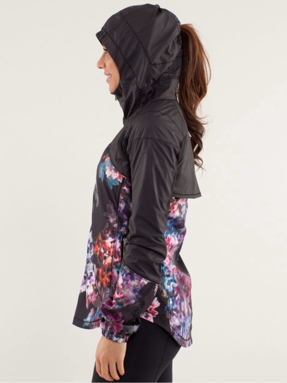 Lululemon Athletica Black Floral Active Hooded Jacket - Picture 8 of 8